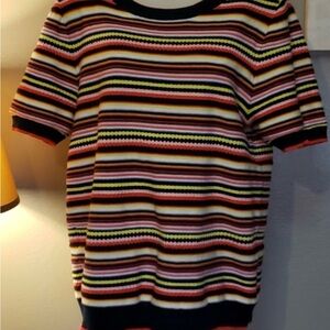 Colorful Striped Short Sleeve Top NWOT Large